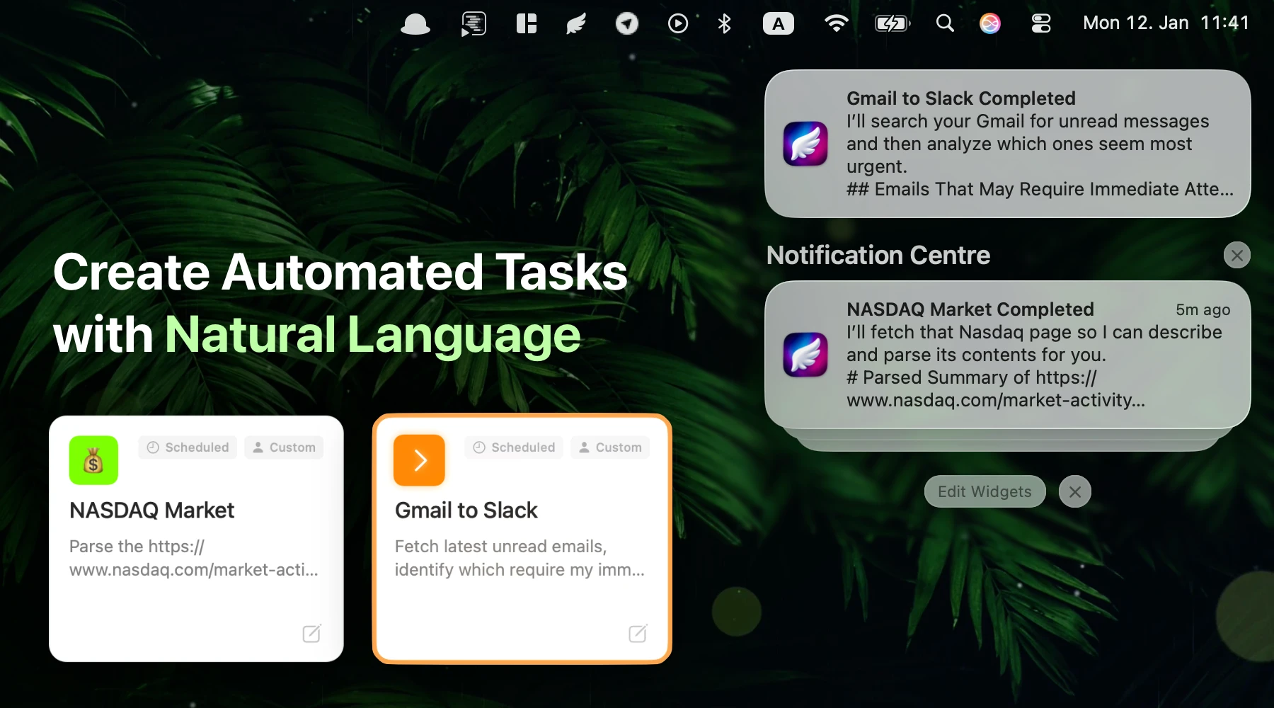 Create automated tasks with natural language
