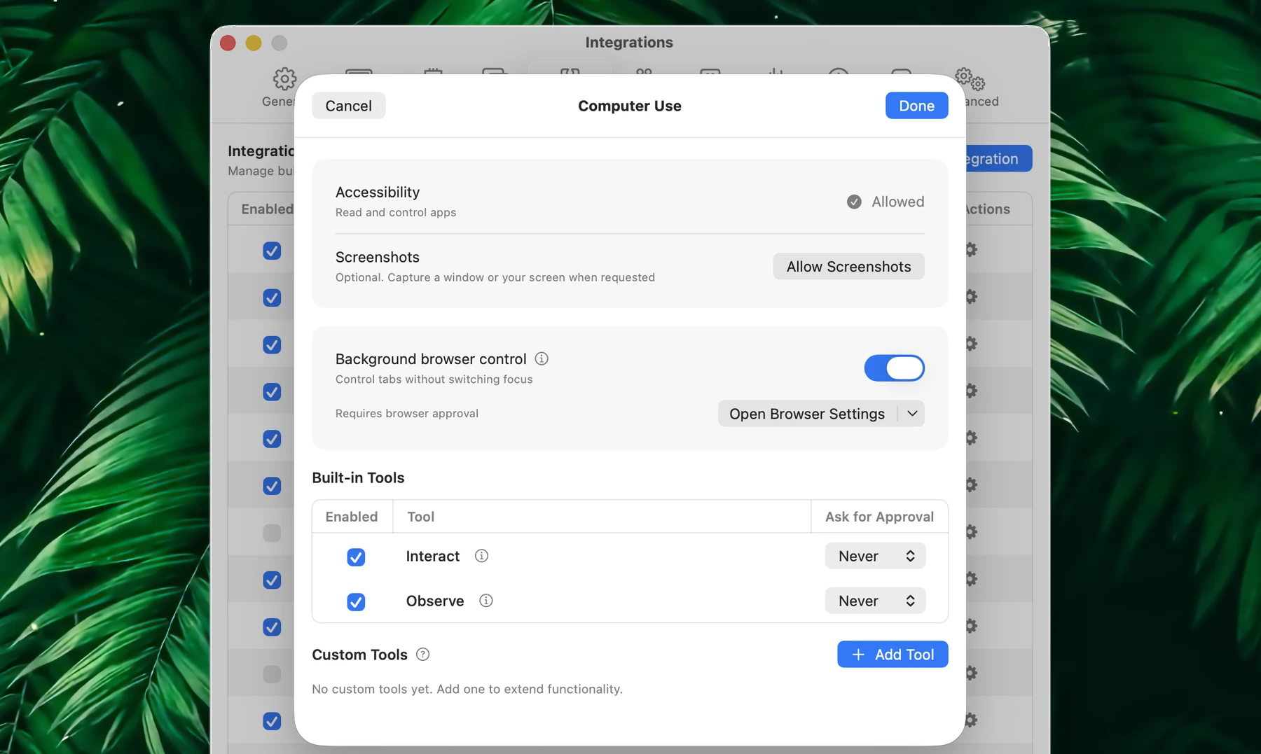 Fluent – Computer Use Settings