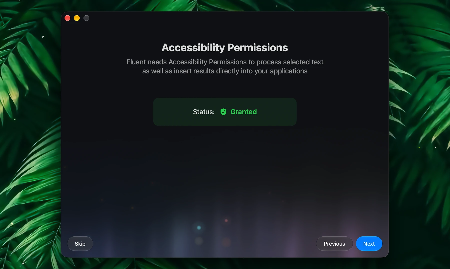 Fluent Onboarding - Accessibility Permissions