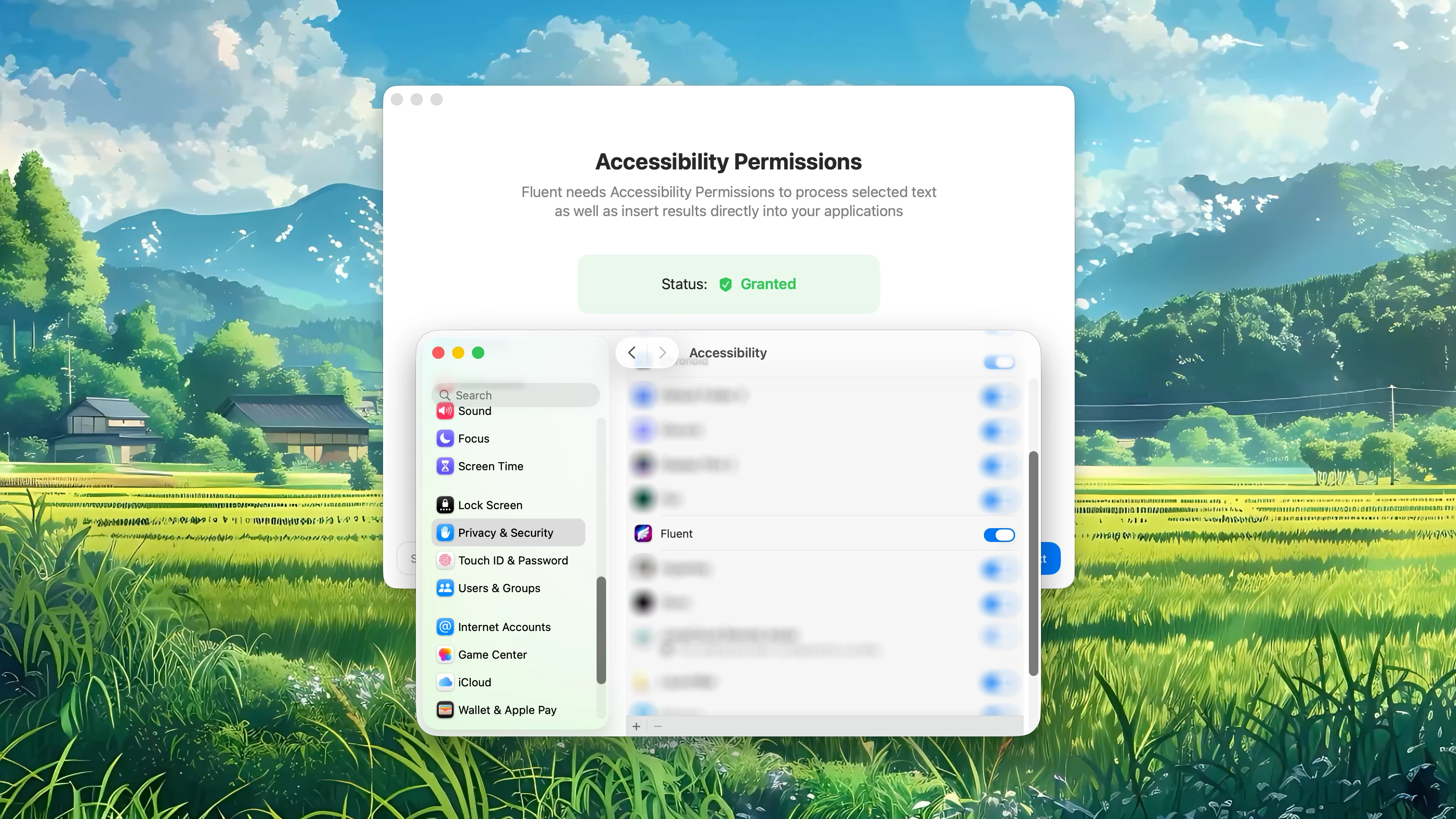 Fluent Onboarding - Accessibility Permissions