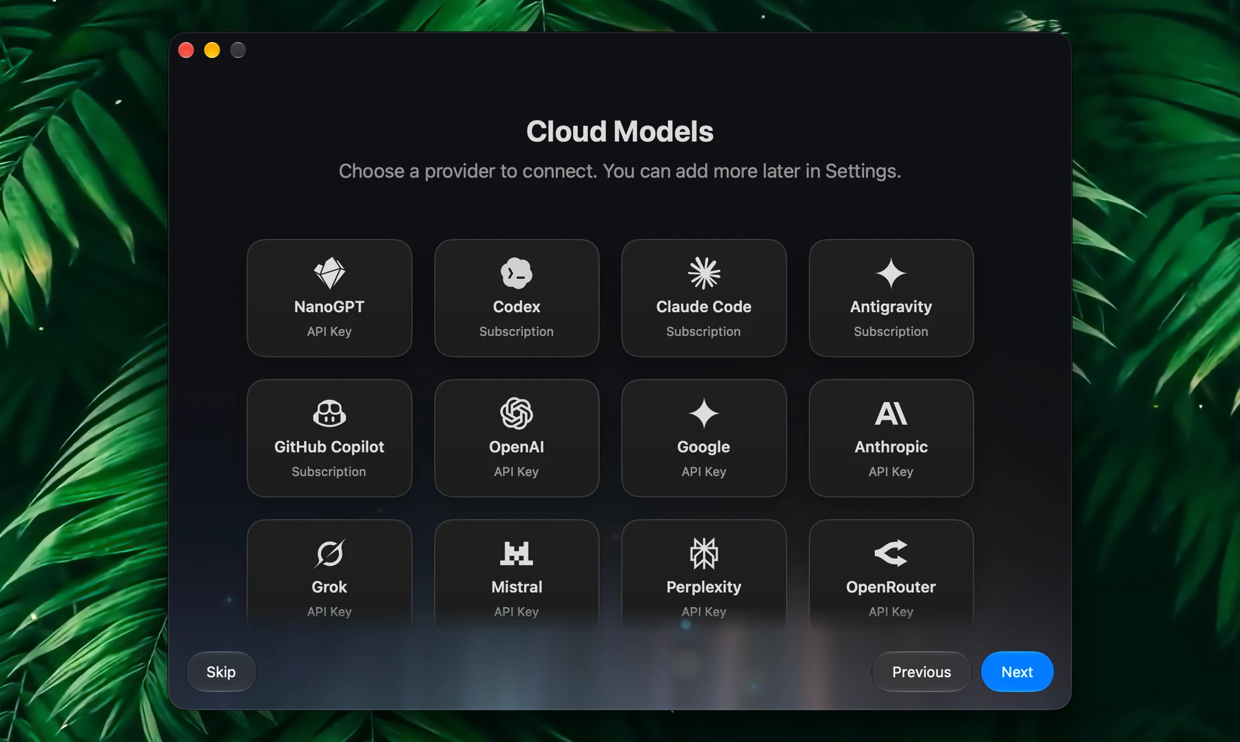 Fluent Onboarding – Setup Cloud Models