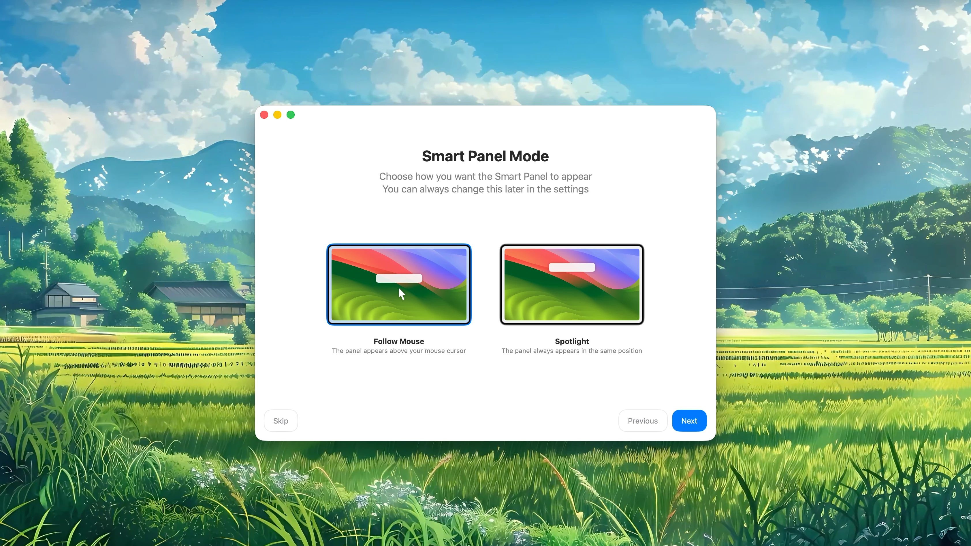 Fluent Onboarding – Smart Panel Mode