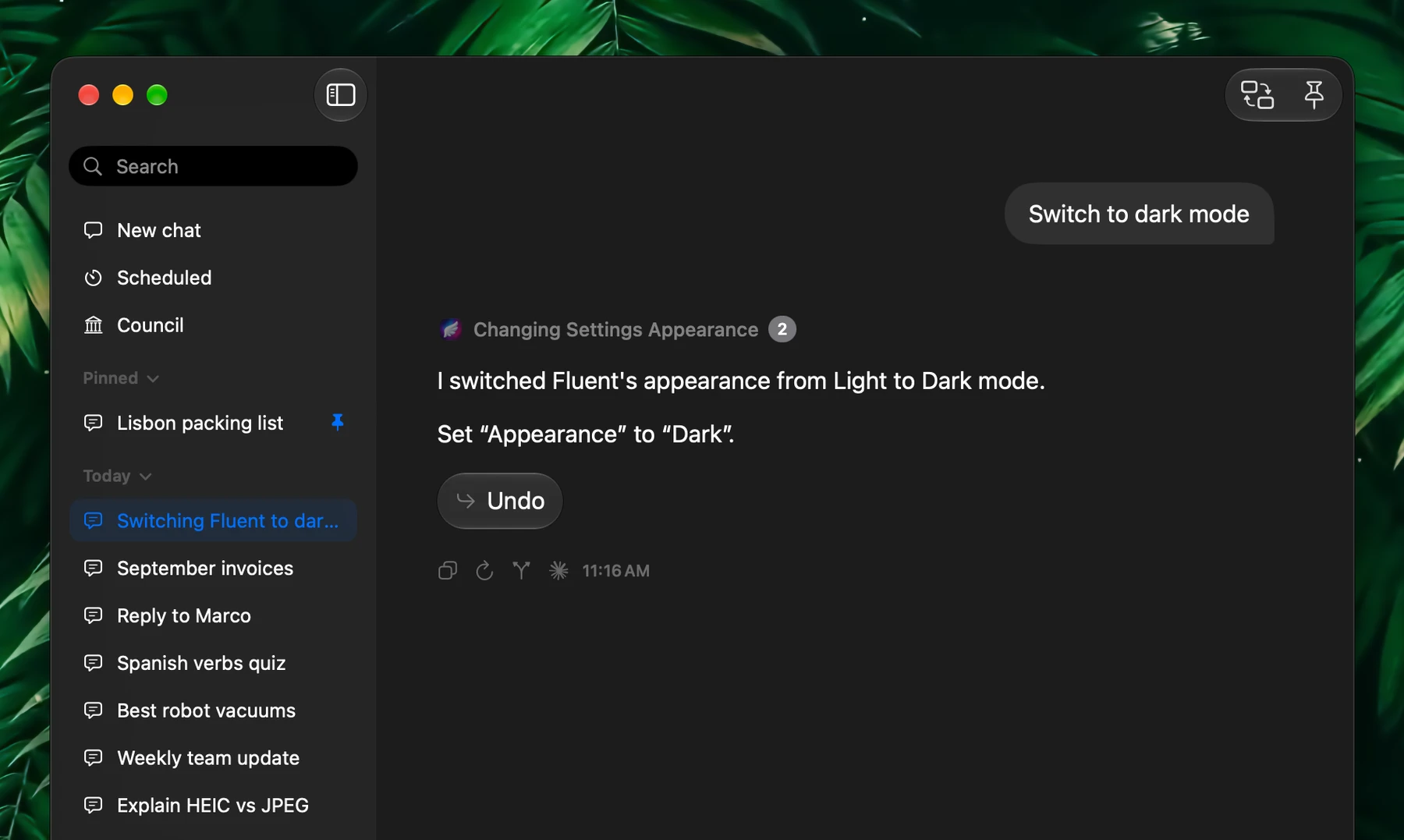 Fluent – Changing A Setting By Asking