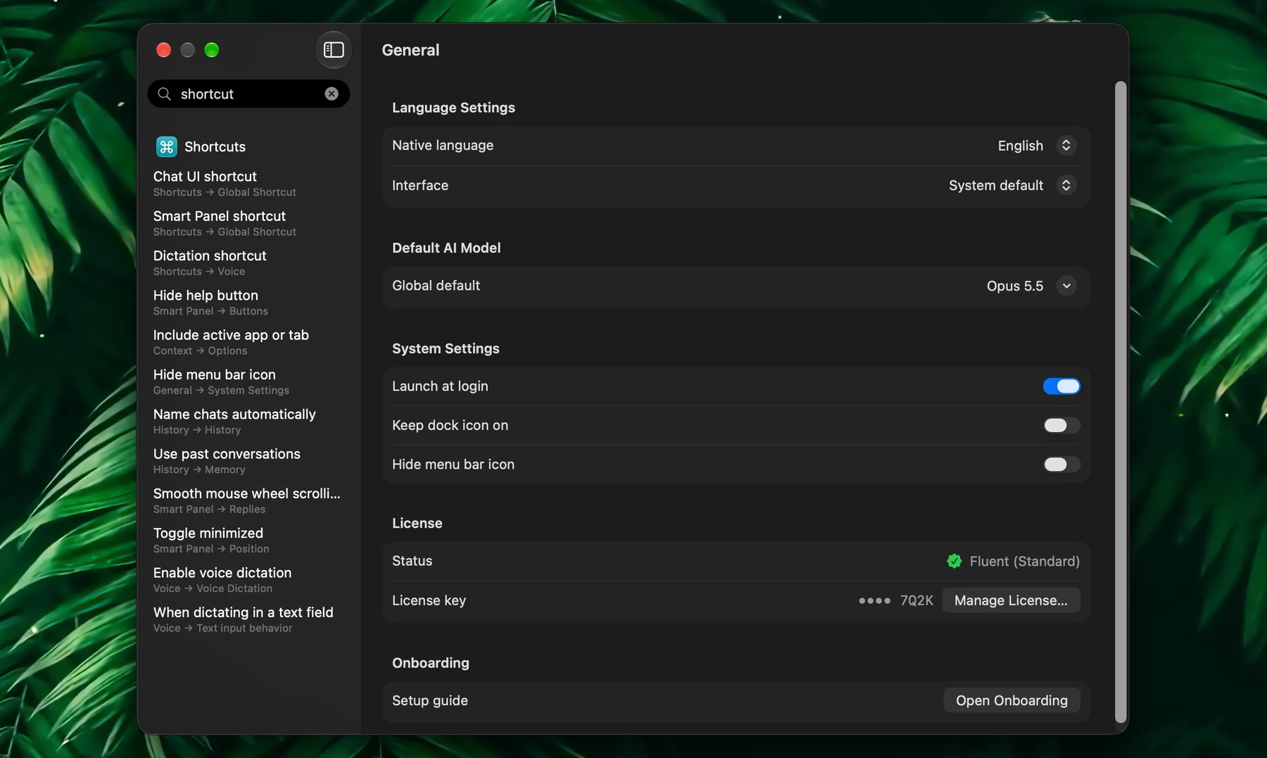 Fluent – Searching Settings