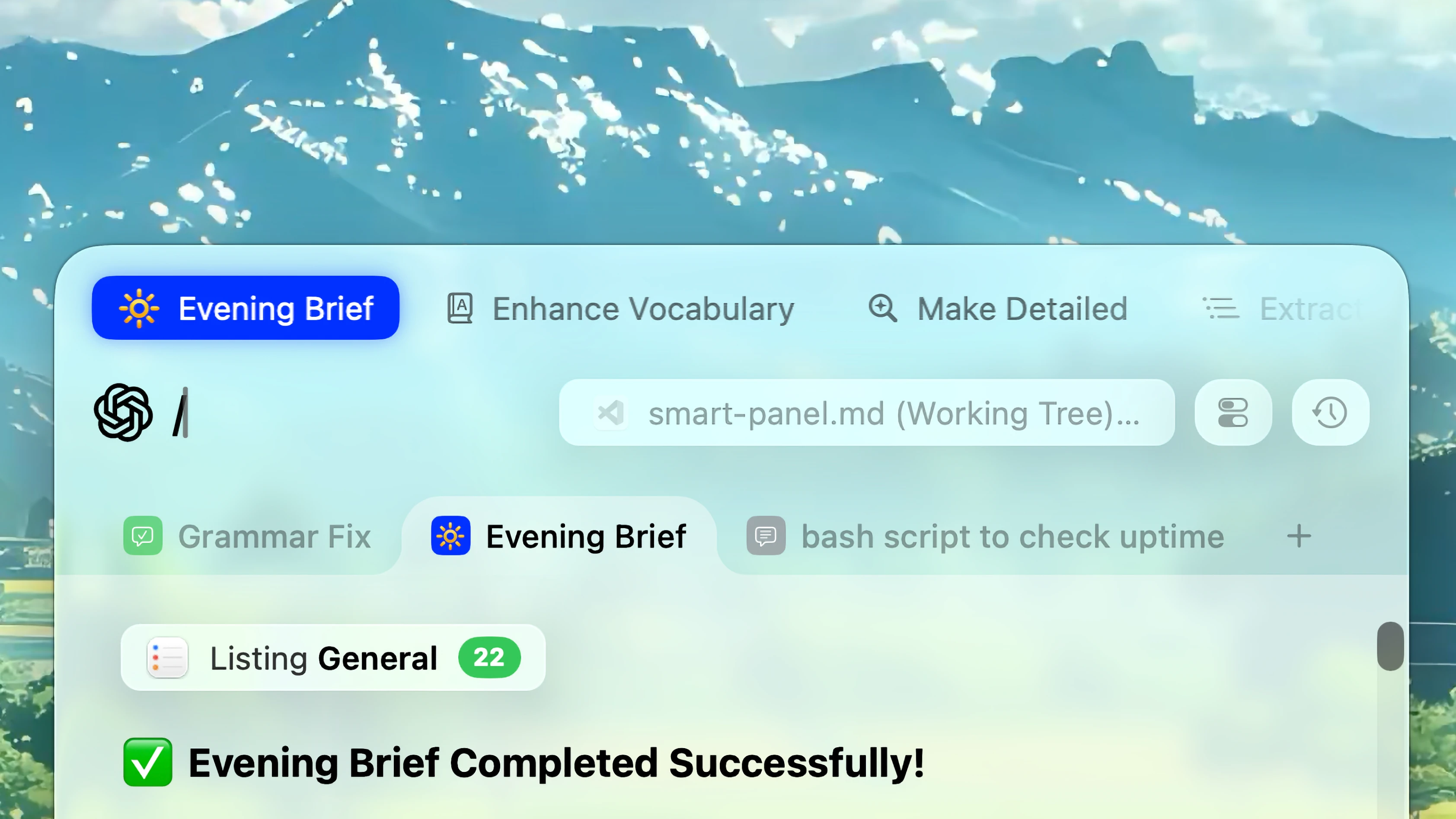 Fluent – Smart Panel Action Search