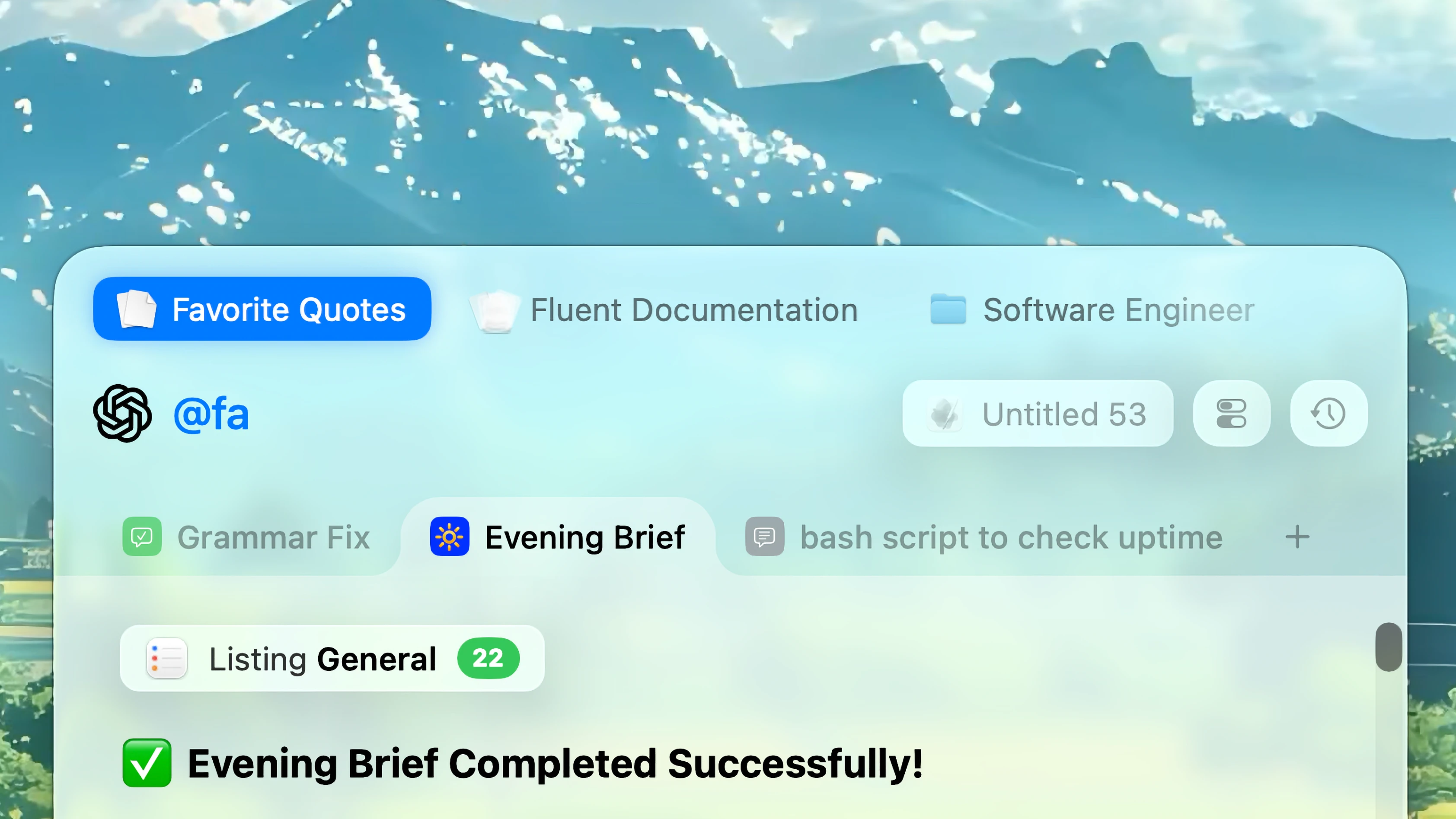 Fluent – Smart Panel Memory Search